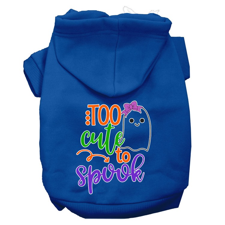 Too Cute to Spook-Girly Ghost Screen Print Dog Hoodie Blue M